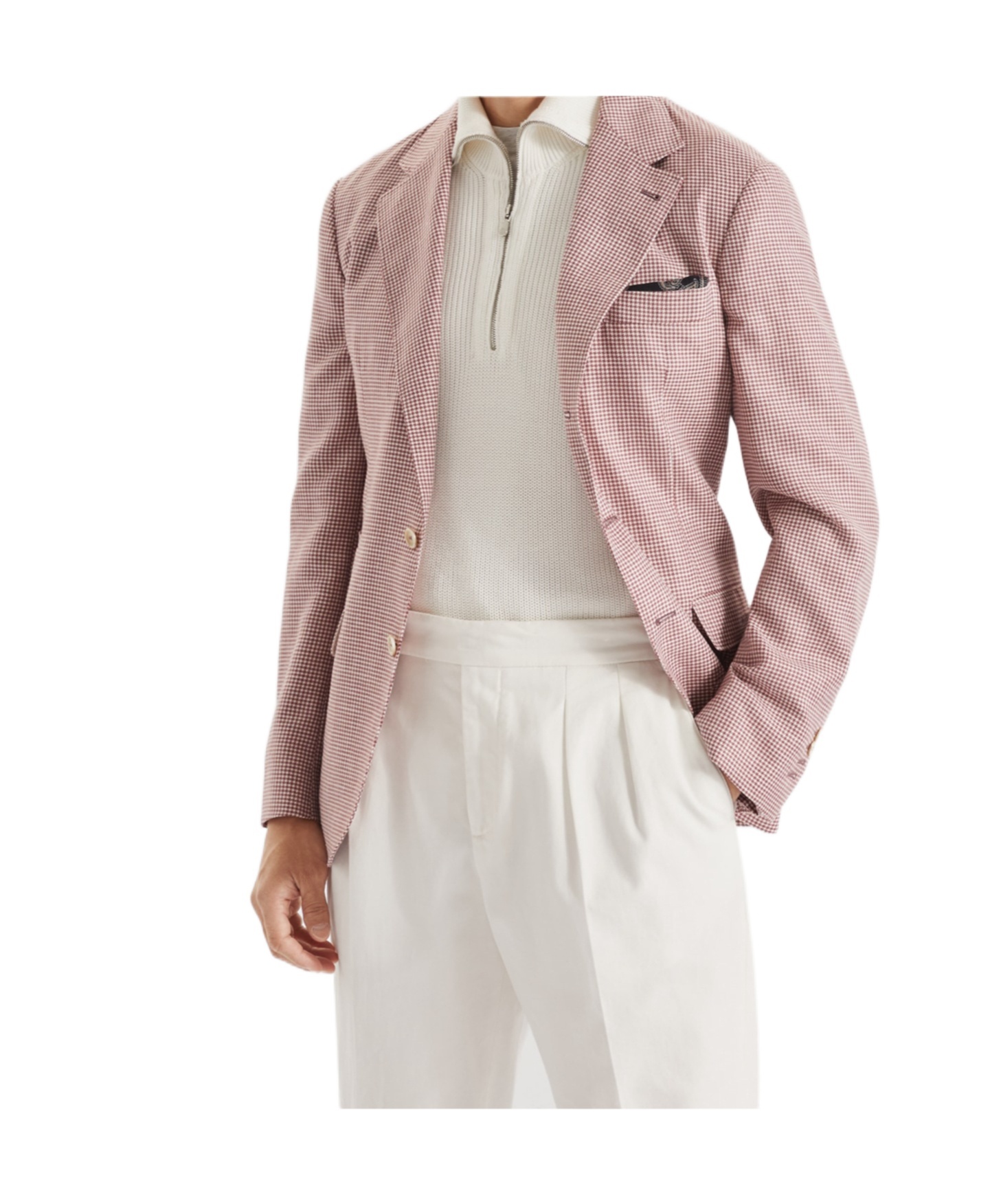Brunello Cucinelli Houndstooth-pattern Blazer In White