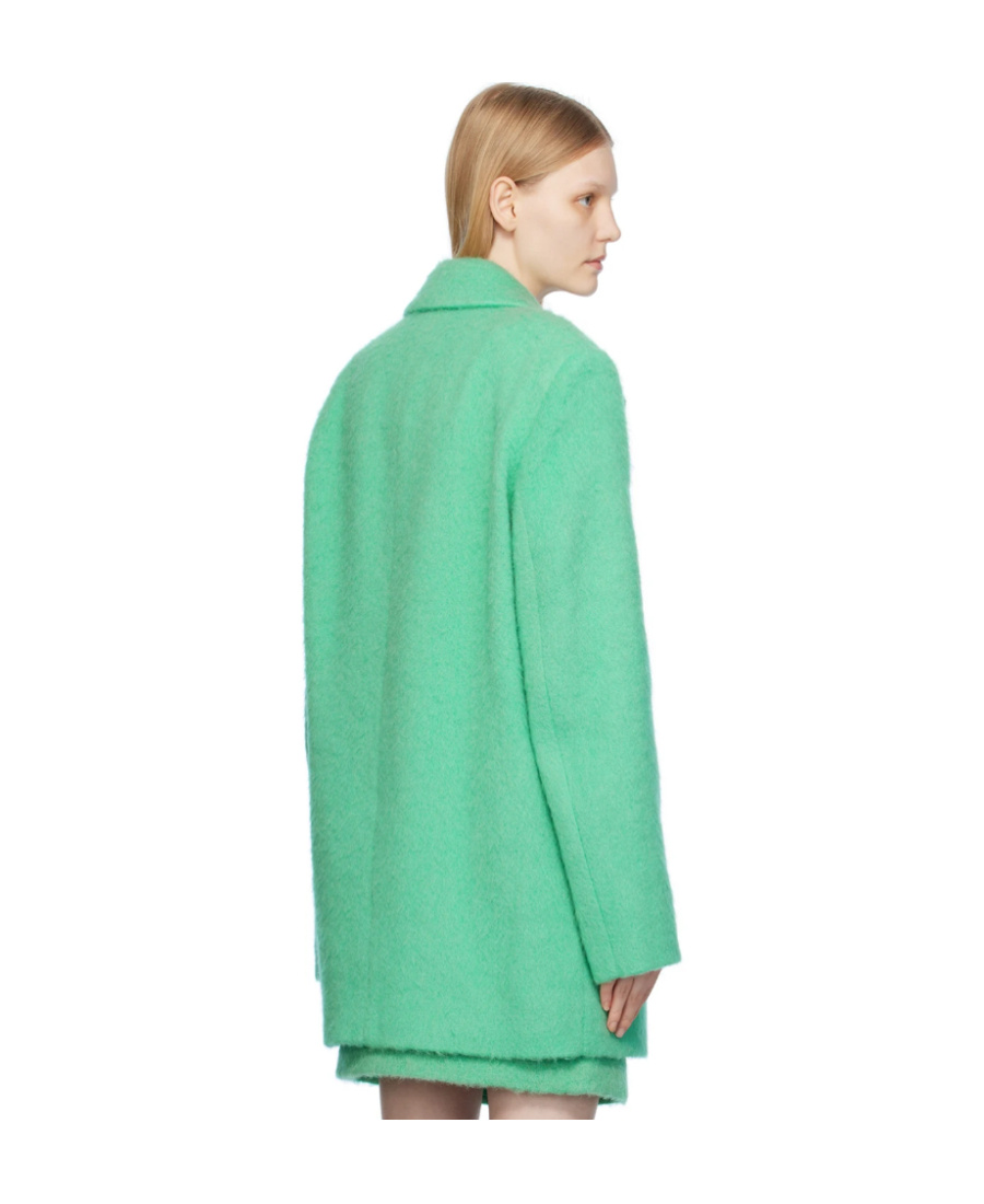 Msgm Green Double-breasted Coat In Green