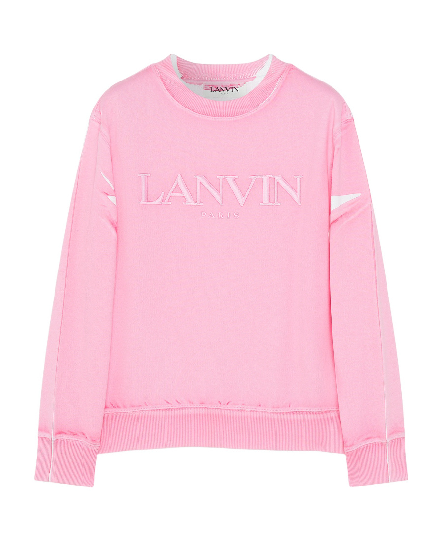 Lanvin Embroidered-logo Crew-neck Sweatshirt In Pink