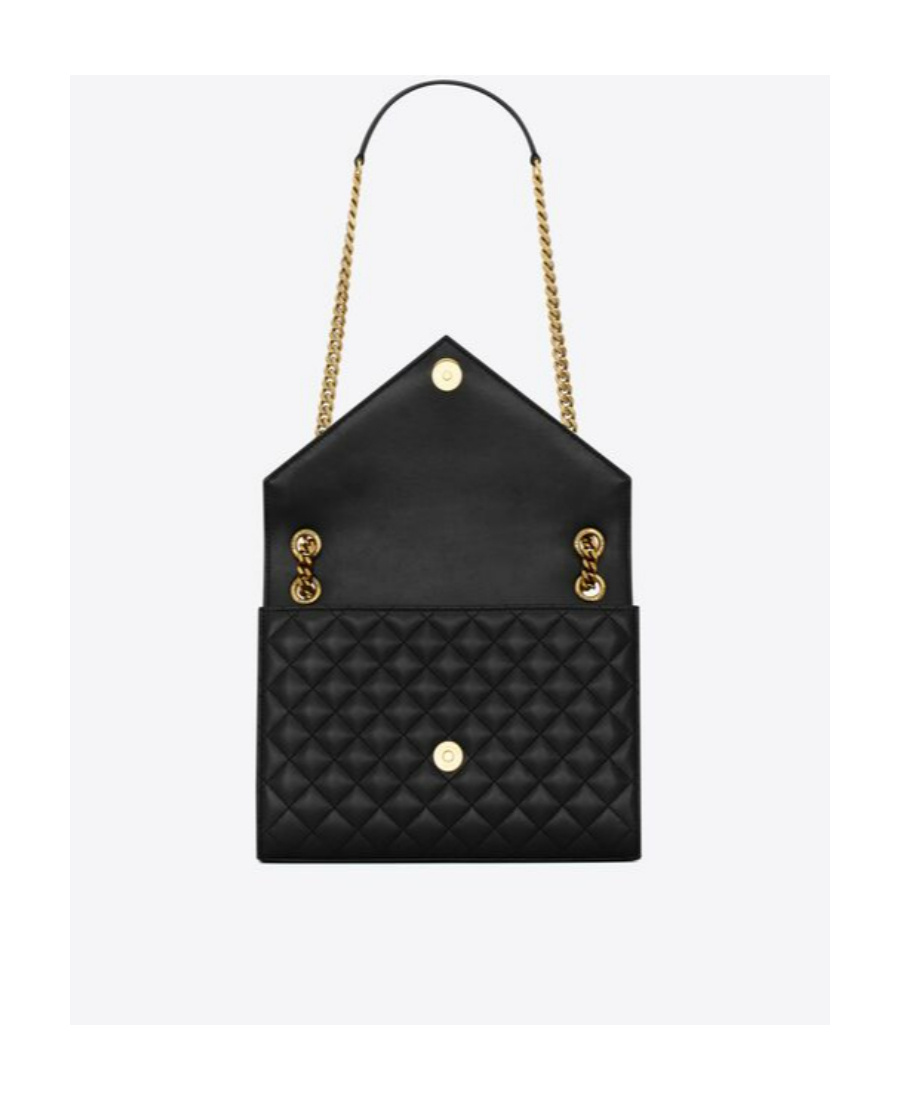 Saint Laurent Medium Envelope Leather Shoulder Bag In Black