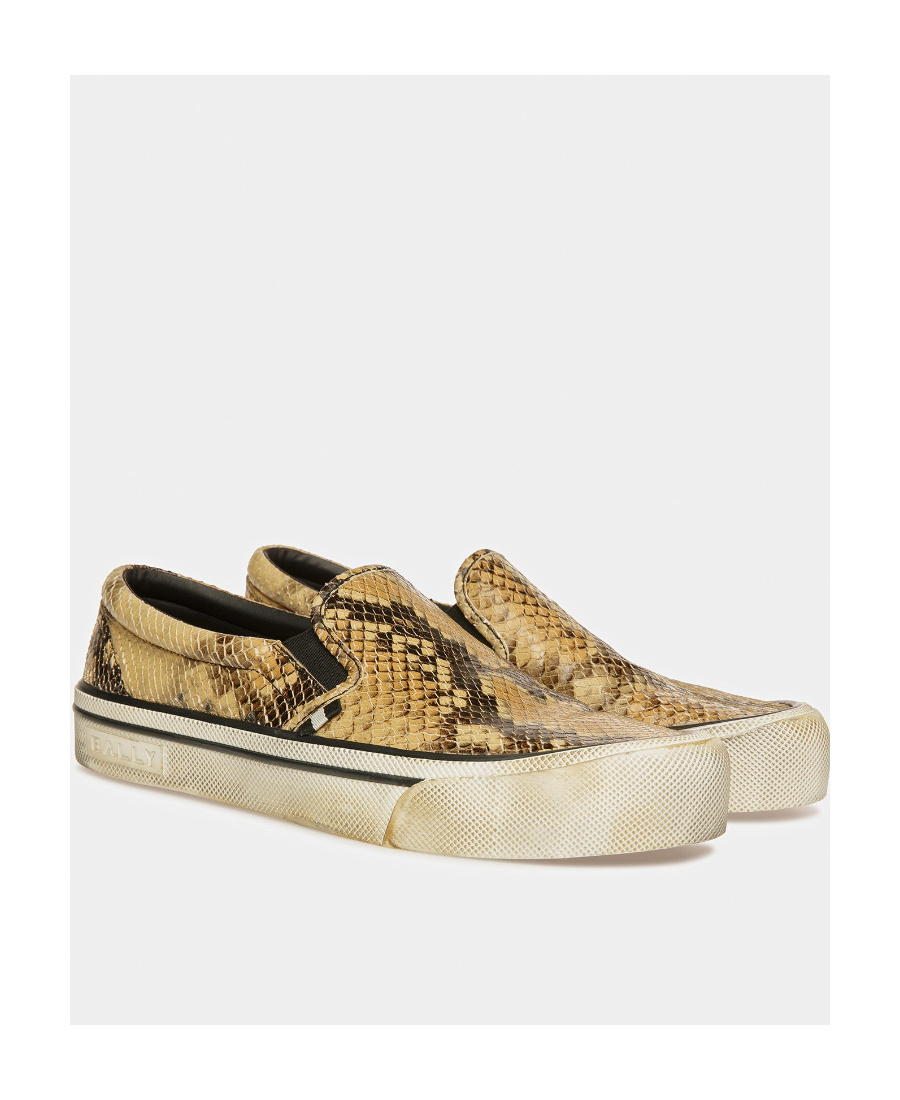 Bally Santa Ana Python Printed Sports Shoes In Animal Print