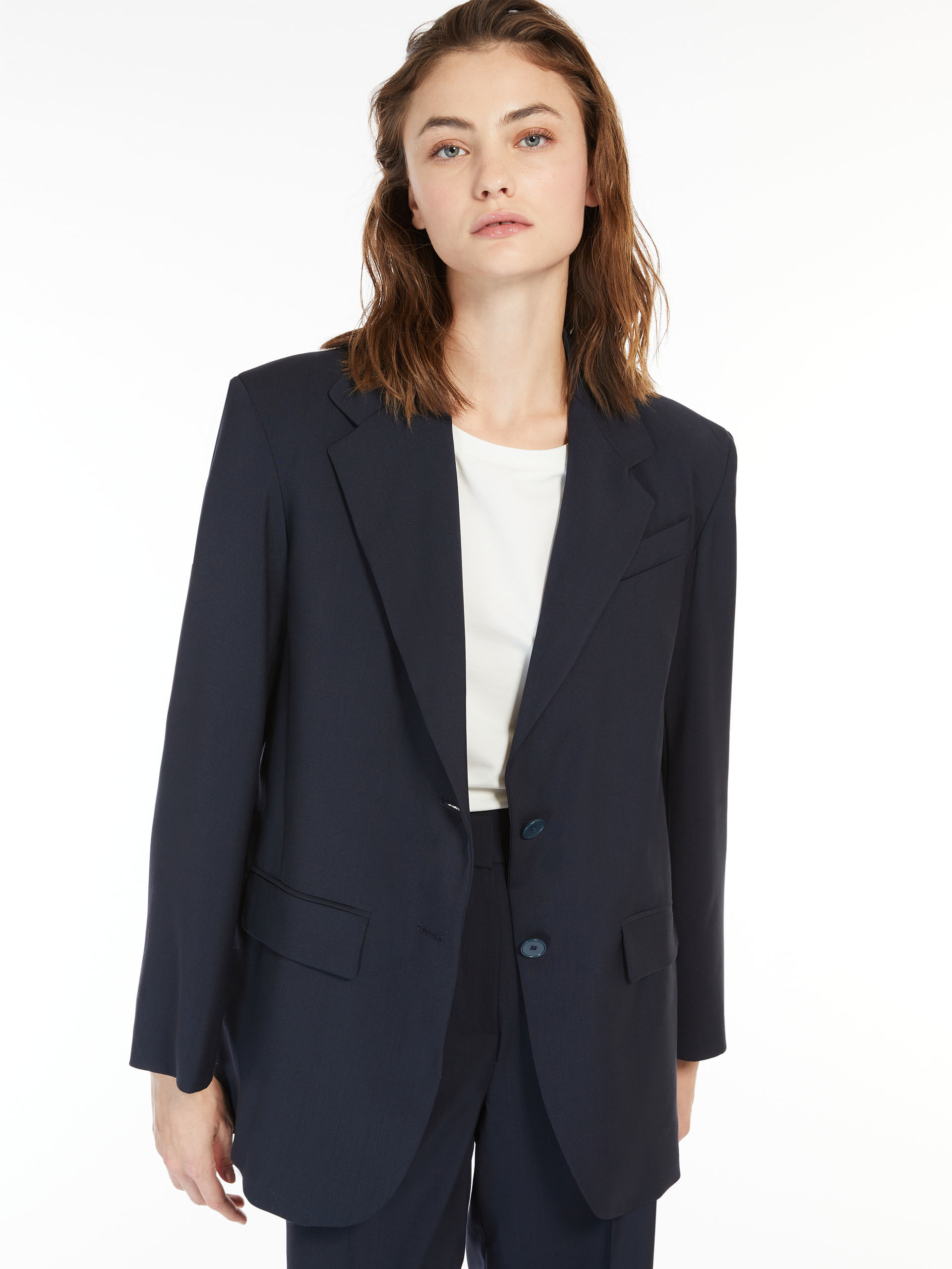 Weekend Max Mara Single-breasted Wool Suit Jacket In Black