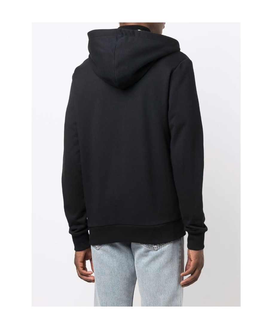Shop Balmain Black Cotton Sweatshirt With Small Flocked White  Logo