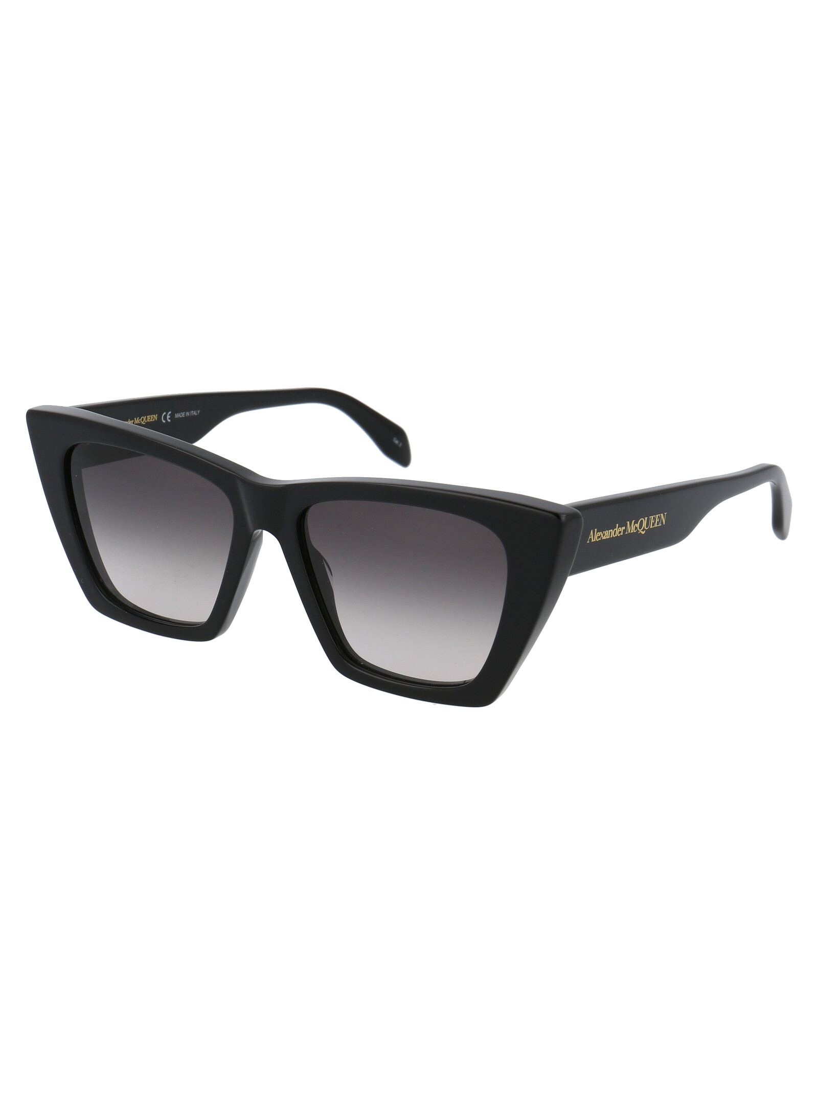 Alexander Mcqueen Logo-debossed Cat-eye Frame Sunglasses In Black