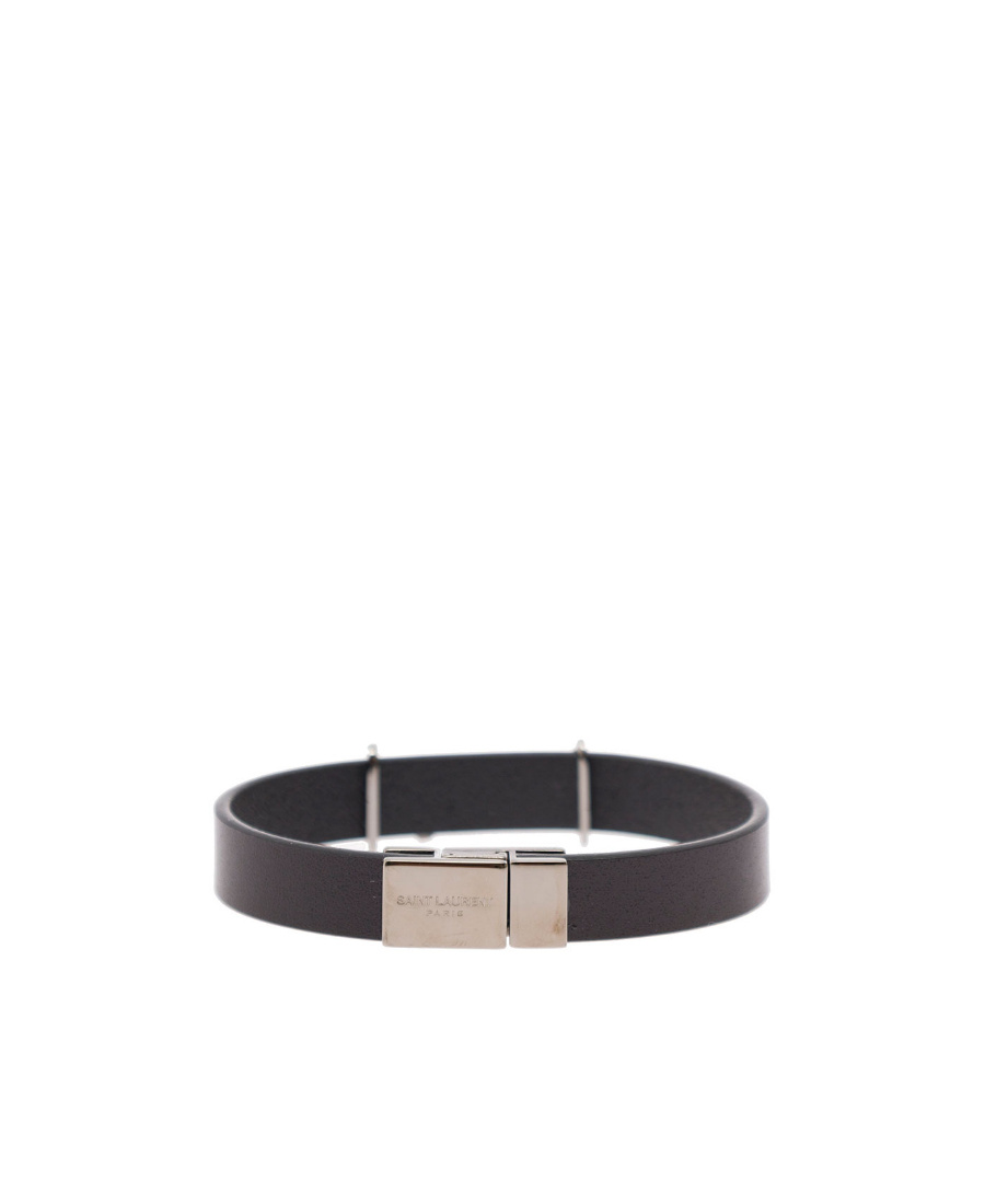Saint Laurent Opyum Leather Bracelet In Black