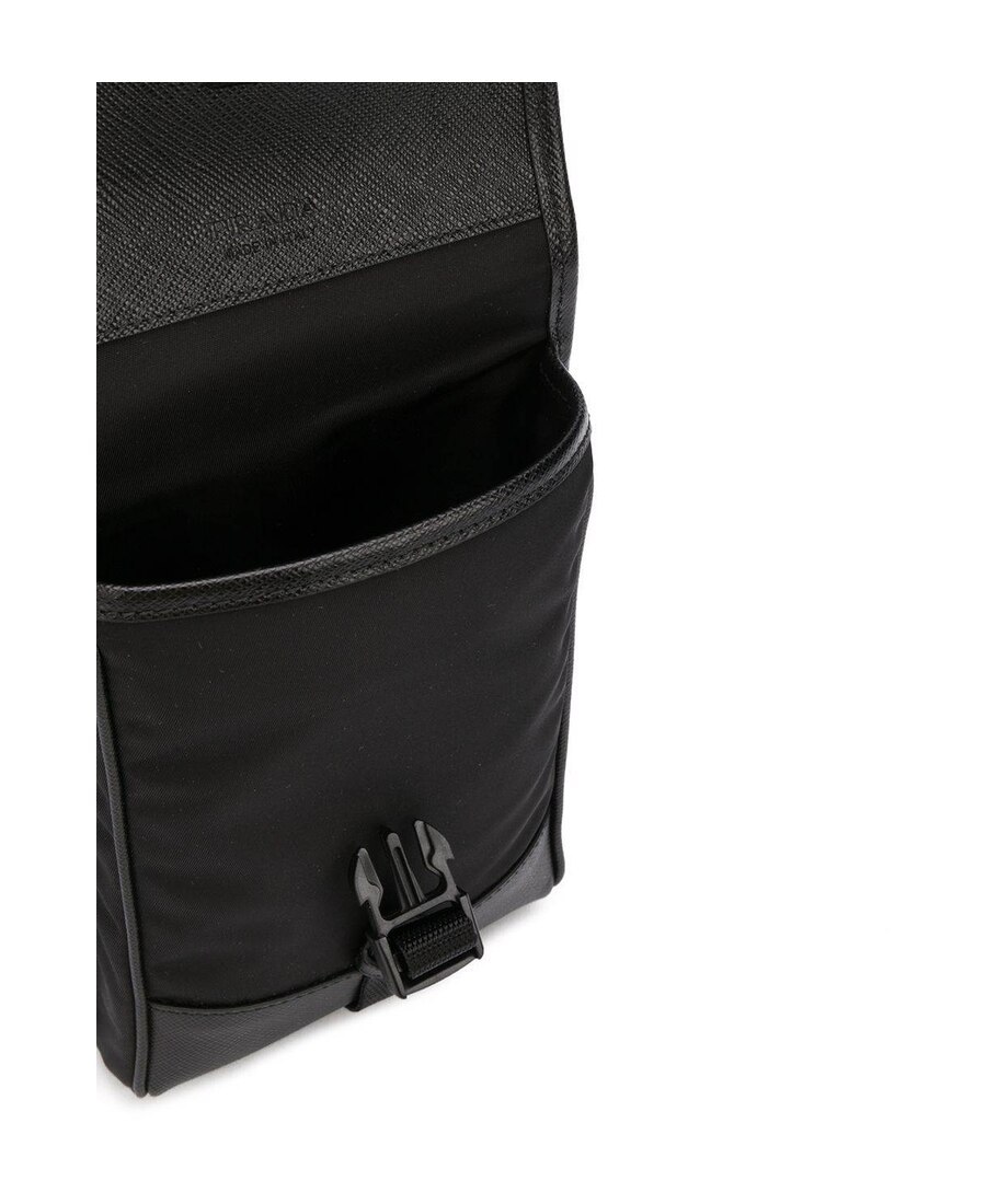 Prada Nylon And Saffiano Leather Smartphone Case In Black