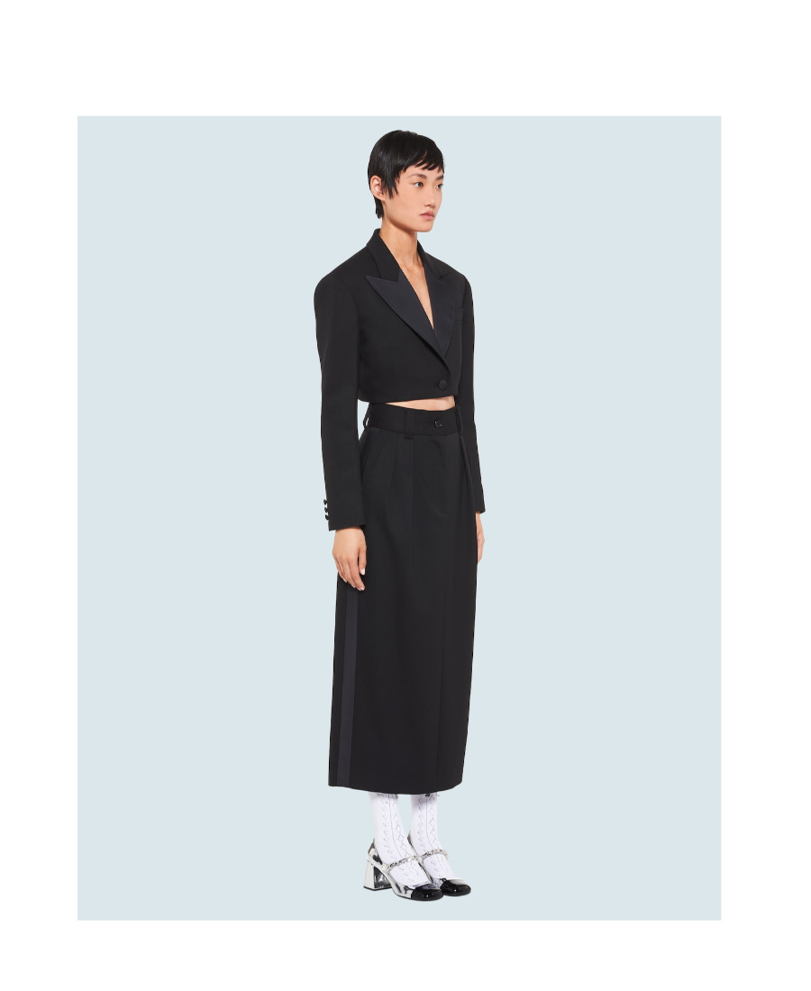 Miu Miu Cropped Grain De Poudre Jacket In Black