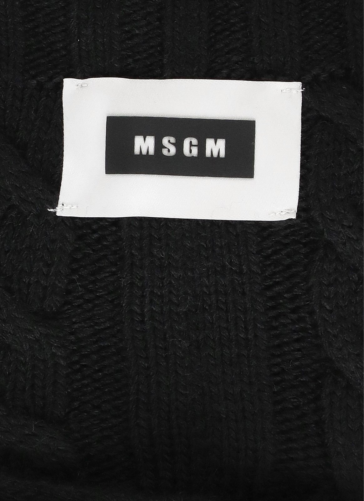 Msgm Logo-patch Cable-knit Jumper In Black