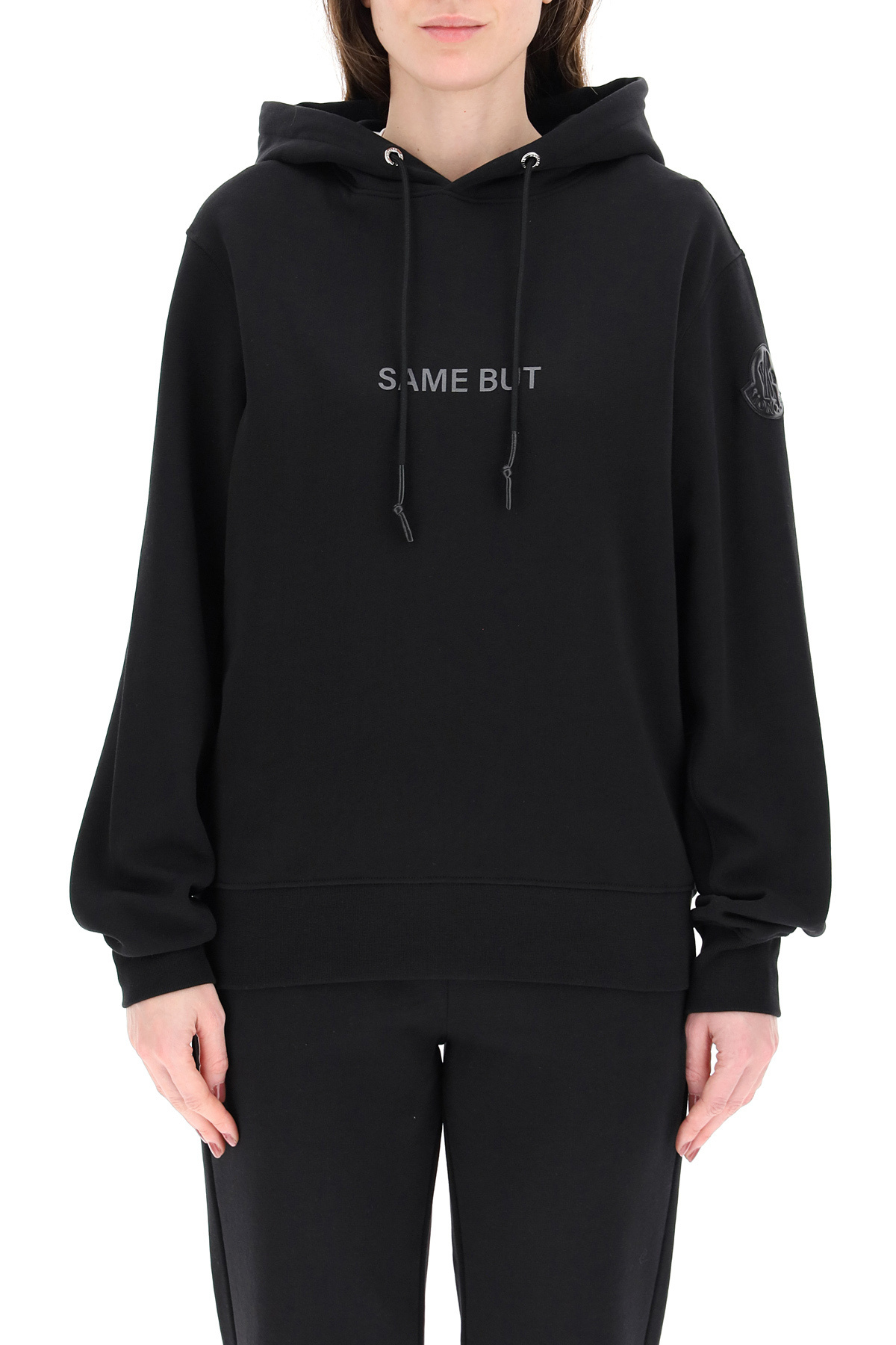 Moncler Slogan-print Hoodie In Black