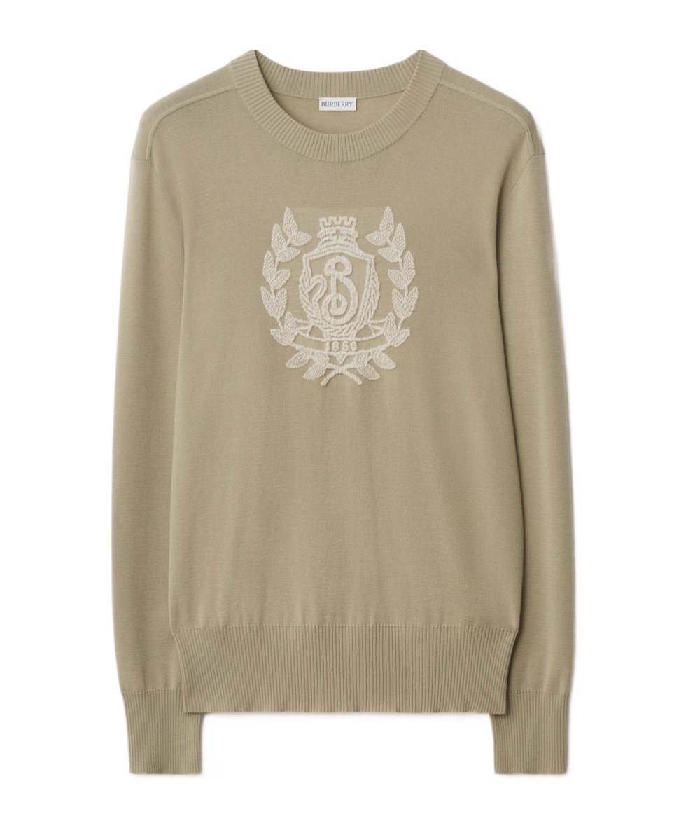 Burberry Wool B Crest Sweater In Neutral