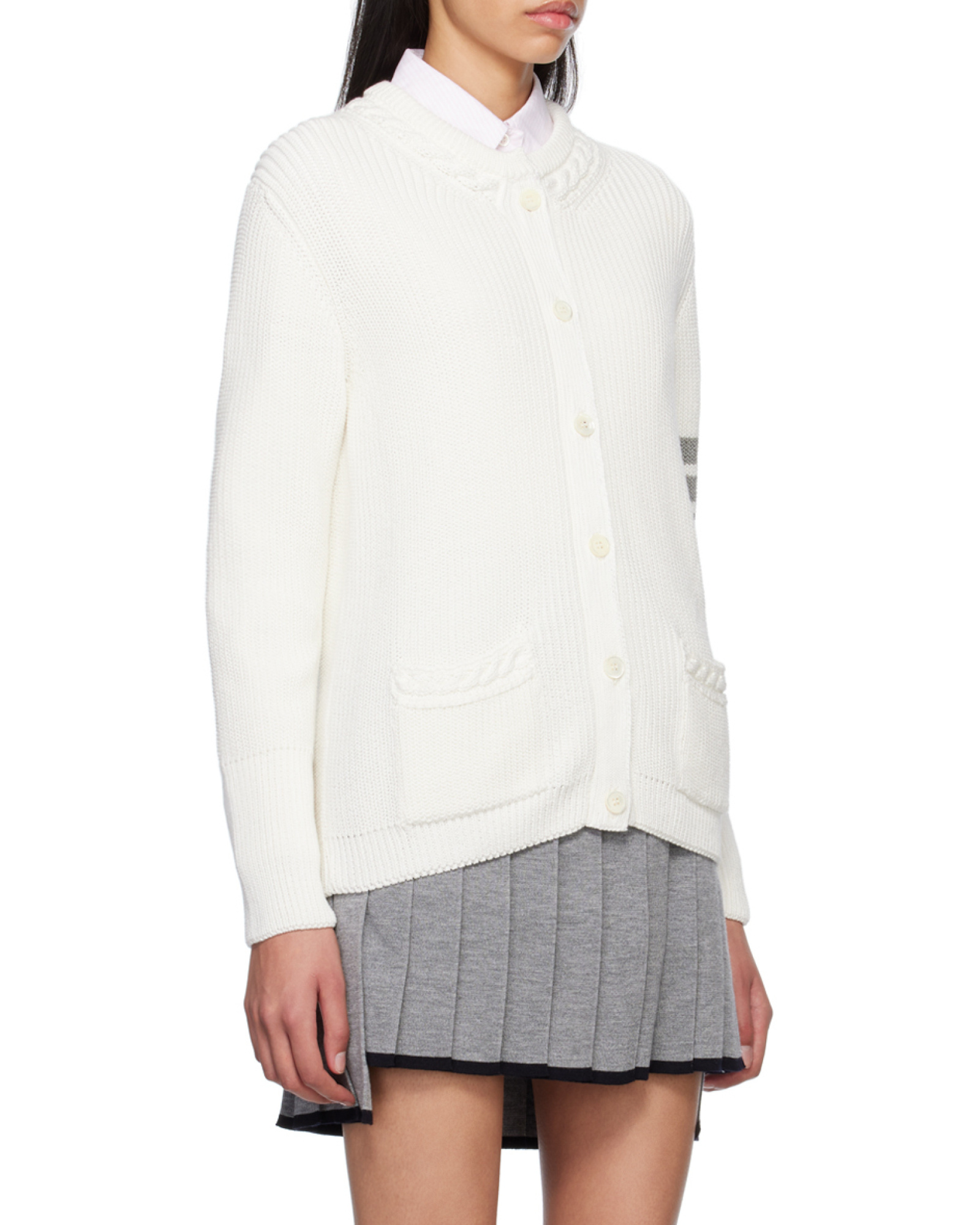 Thom Browne Striped Cable-knit Cardigan