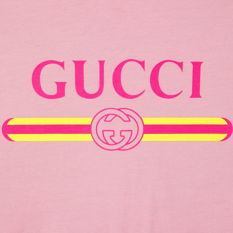 Gucci Printed Logo T-shirt In Pink