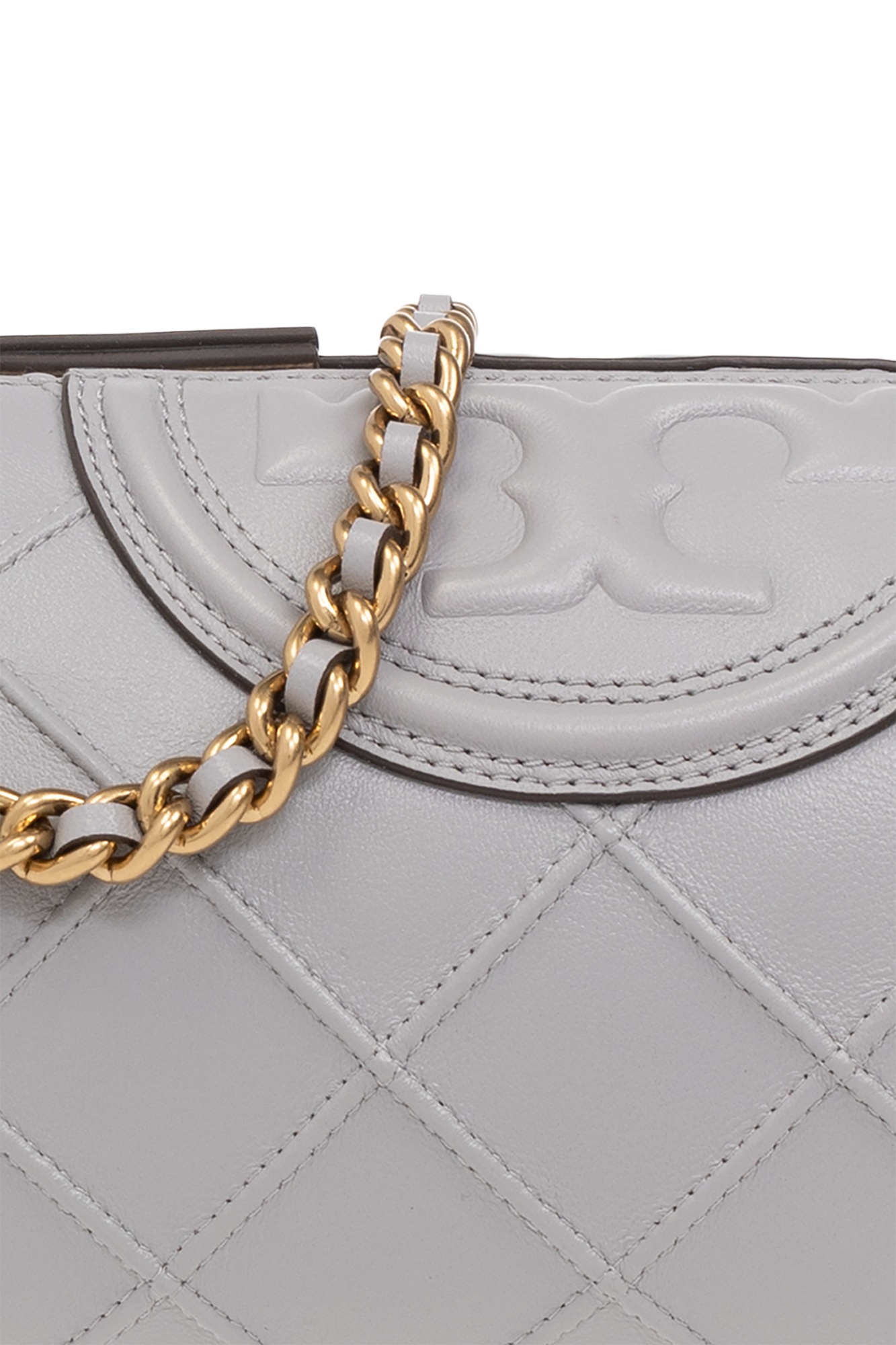 Shop Tory Burch Fleming Barrel-body Shoulder Bag In Gray