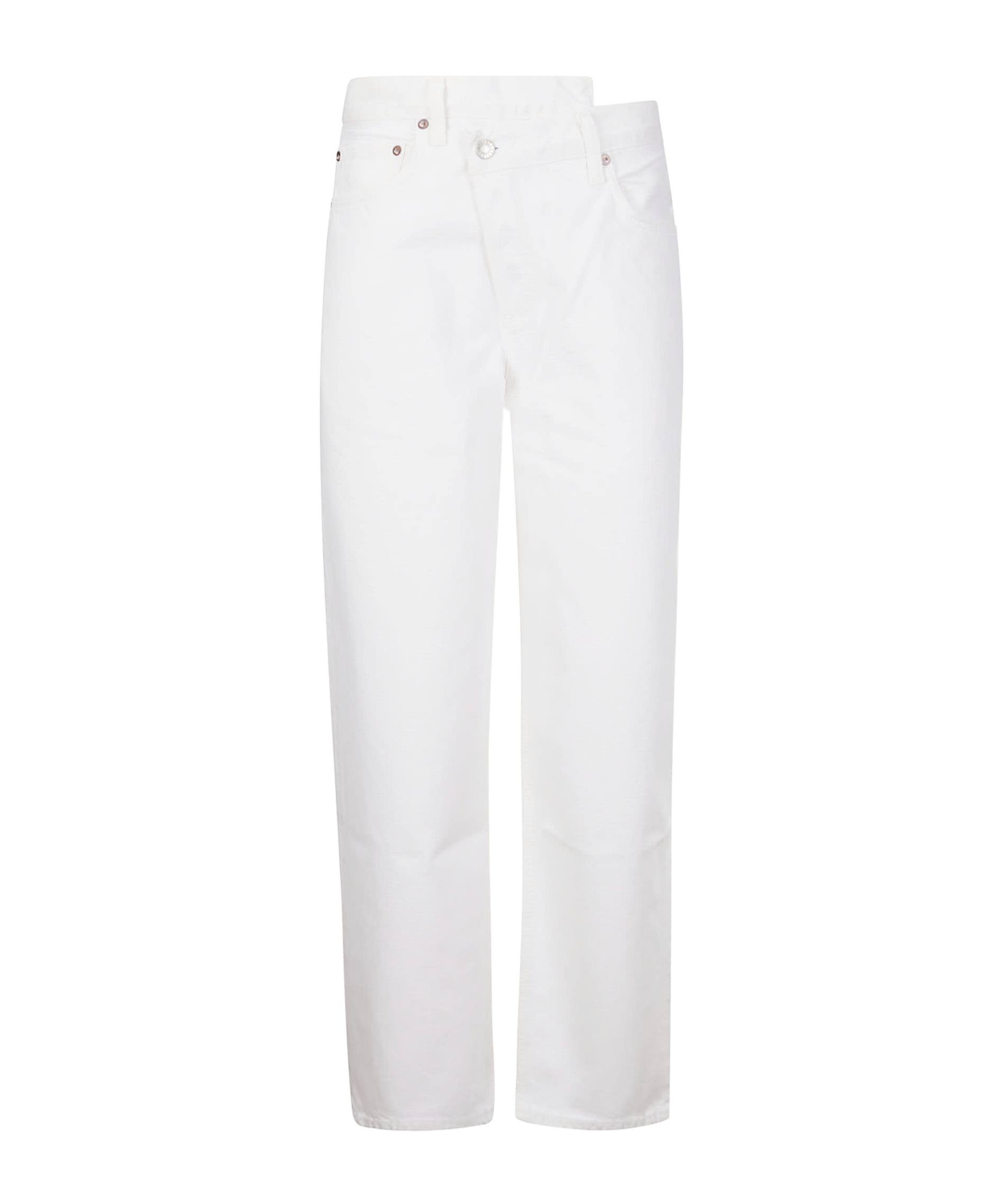 Agolde Bootcut Leather-blend Trousers In White