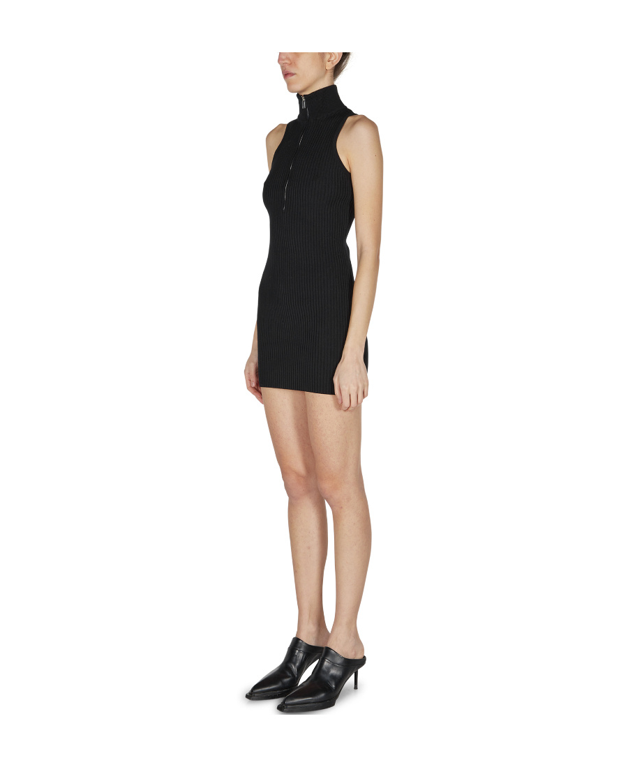 Alyx Black Ribbed Knit Zipper Dress In Black