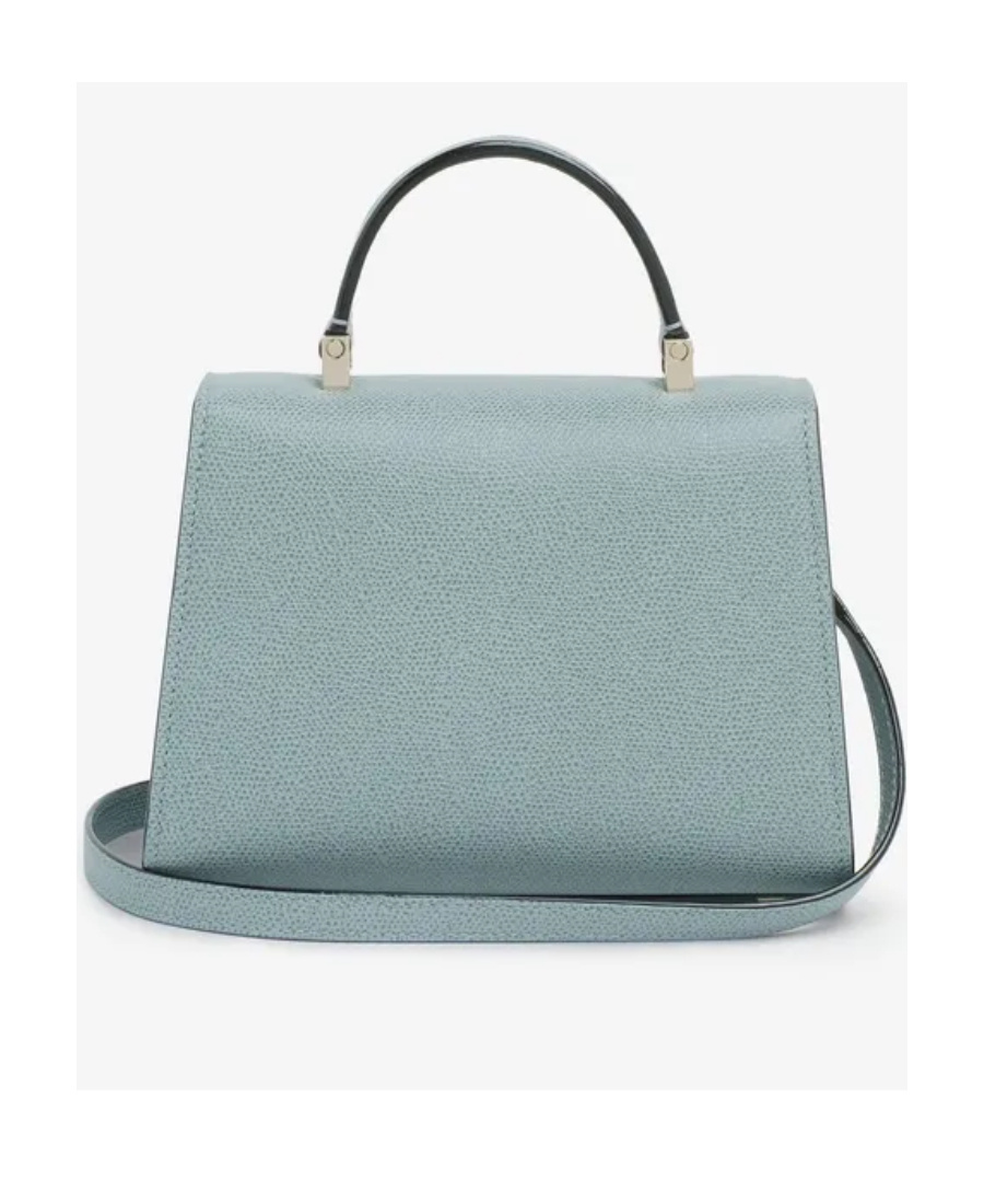 Valextra Small Leather Tote Bag In Gray