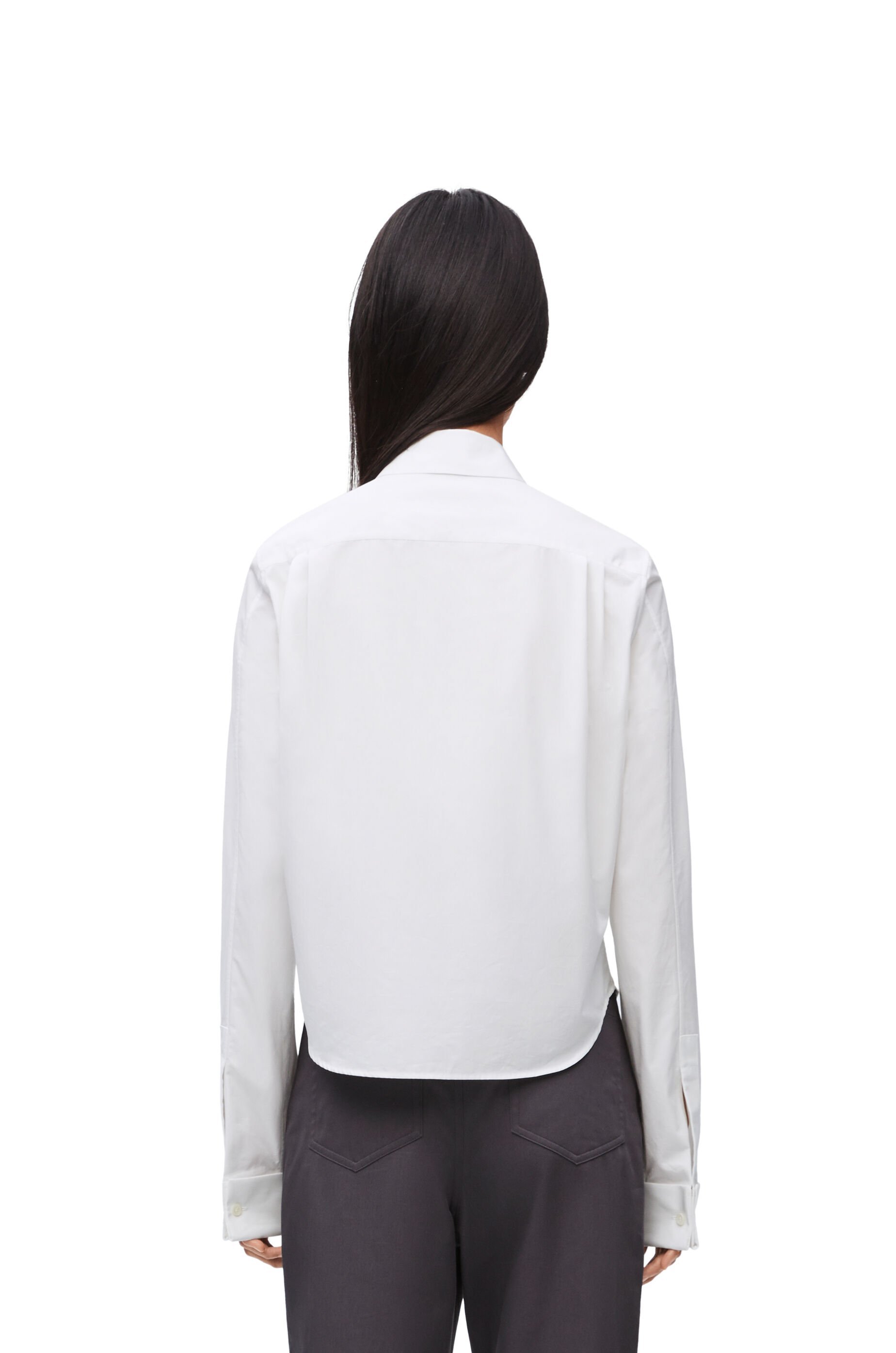 Loewe Pleated Bib-front Wingtip Collared Striped Shirt In White