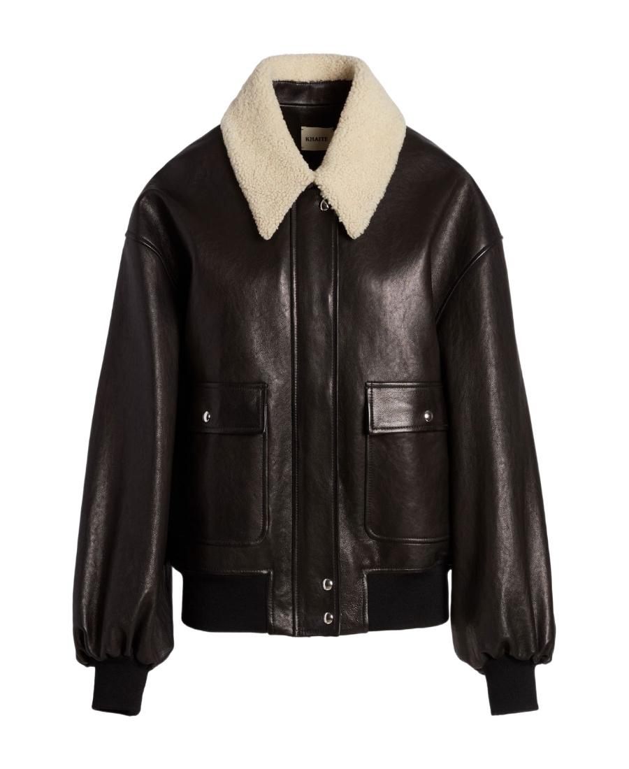 Shop Khaite Shearling-trim Collar Jacket In Black