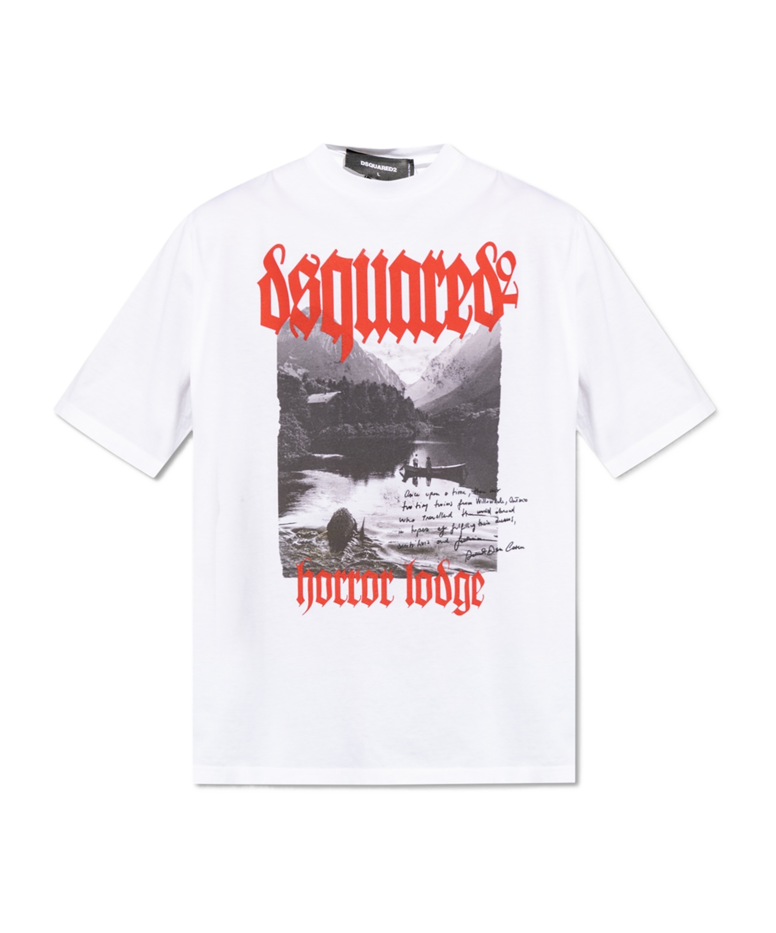 Dsquared2 Mens White Horror Lodge Graphic-print Relaxed-fit Cotton-jersey T-shirt In White