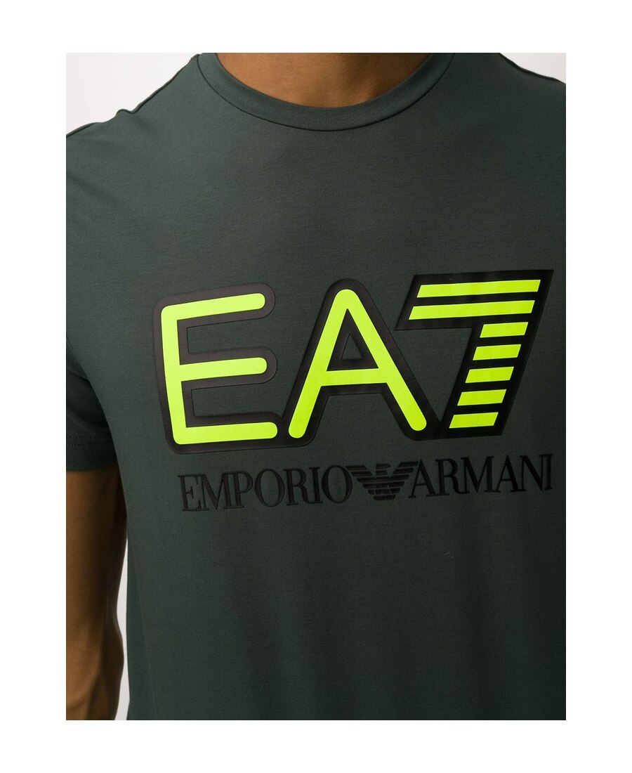 Ea7 Logo Printed Short Sleeved T-shirt In Green