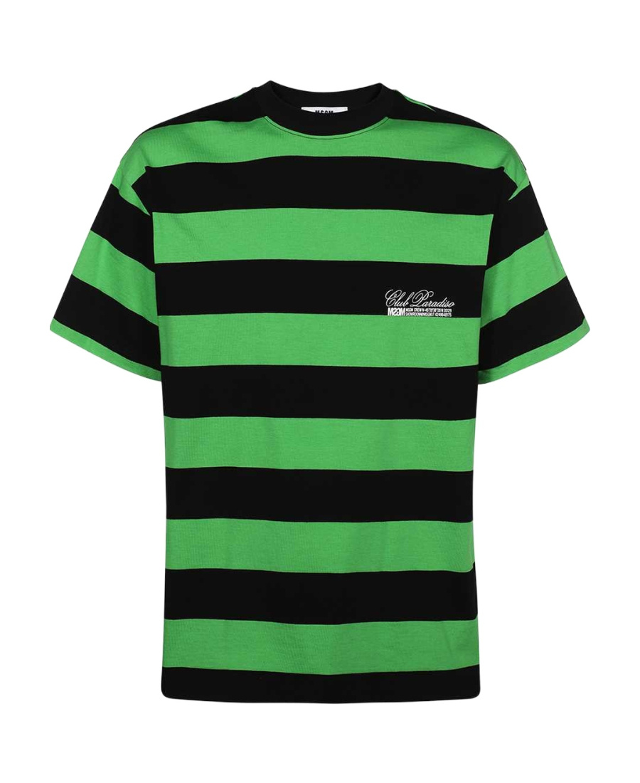 MSGM STRIPED-PATTERN COTTON T-SHIRT