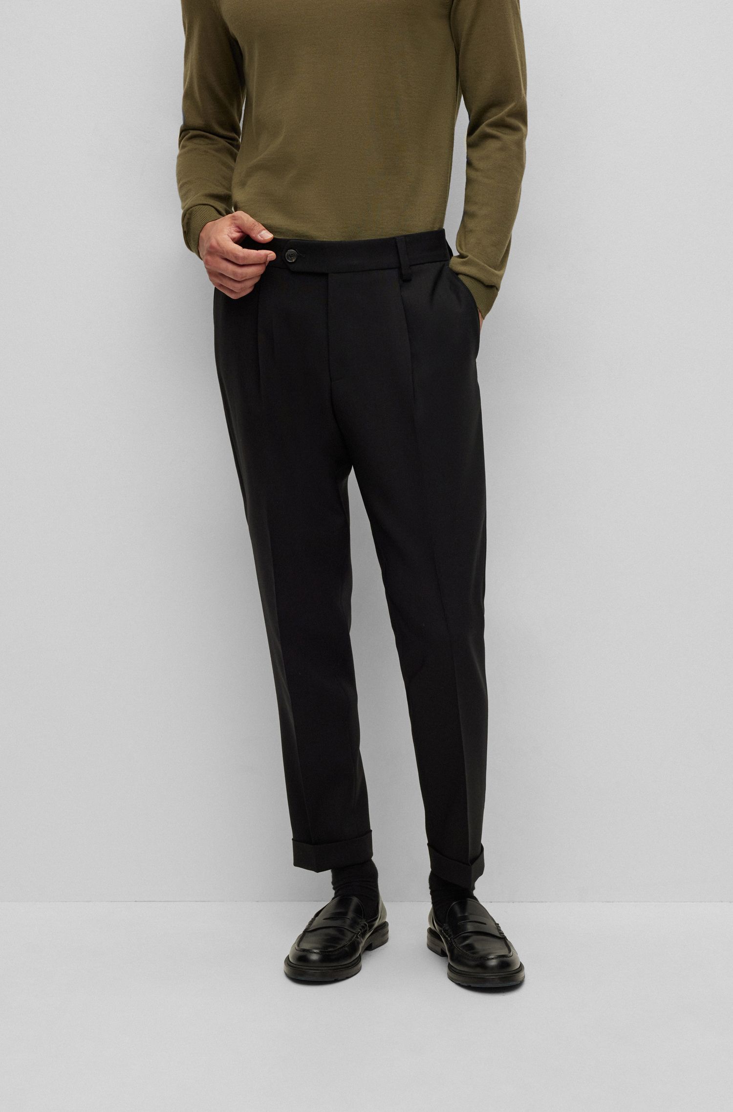 Hugo Boss Cropped Tailored Trousers In Black