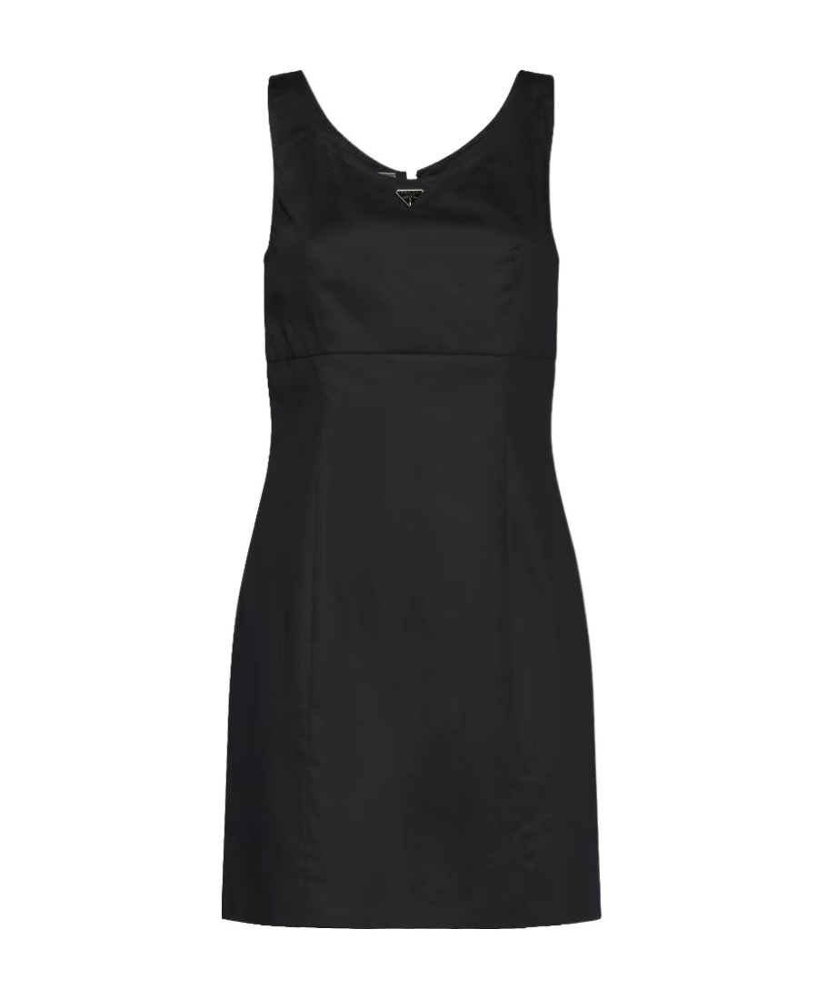 Prada Logo-plaque Sleeveless Dress In Black