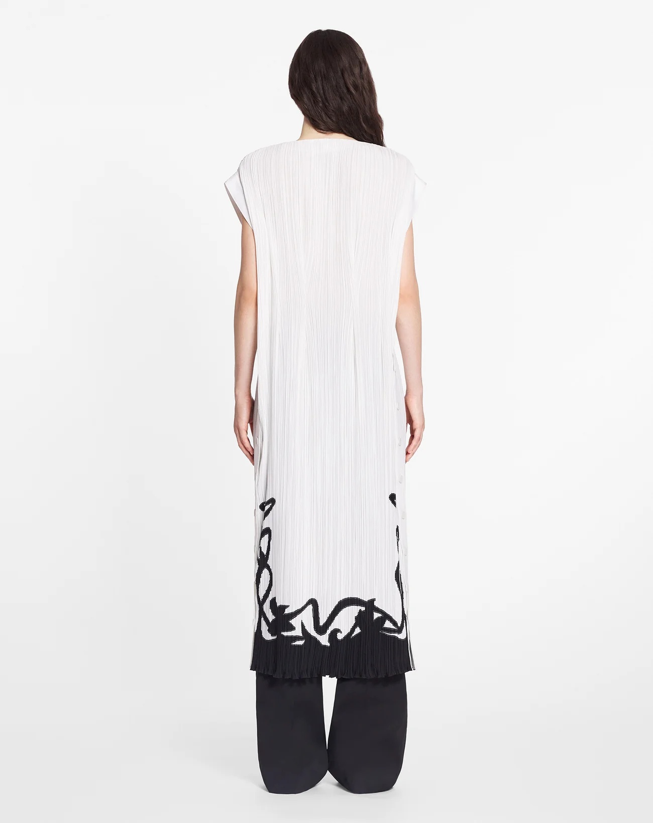 Lanvin Sleeveless Plisse Midi Dress In White