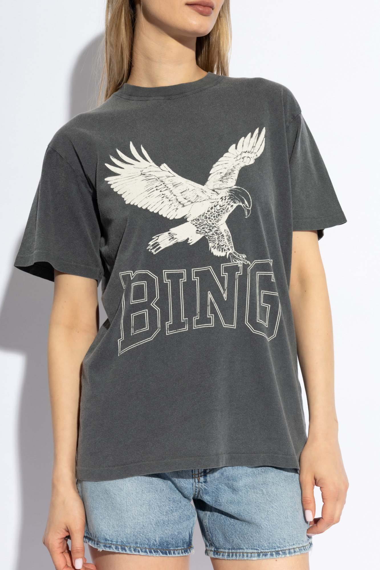 Shop Anine Bing Logo-print Cotton T-shirt In Black