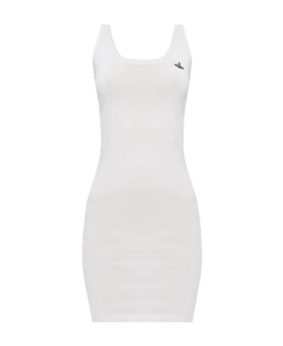 Shop Vivienne Westwood Dolce Orb-embroidered Knitted Mini Dress In White