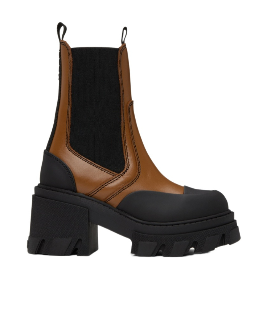 Ganni Patent Leather Chelsea Boots In Black