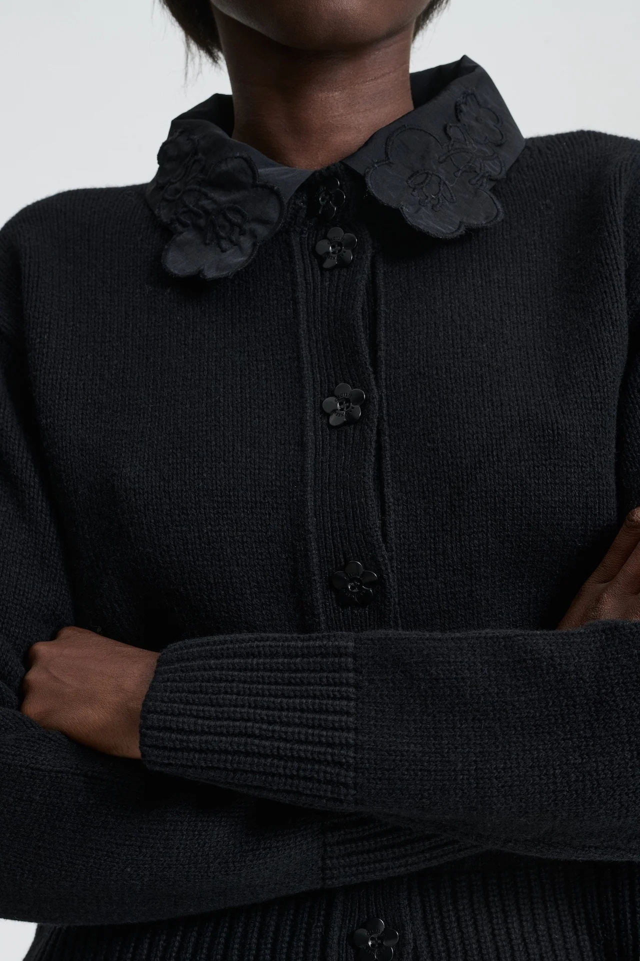Cecilie Bahnsen Long Sleeve Cardigan In Black