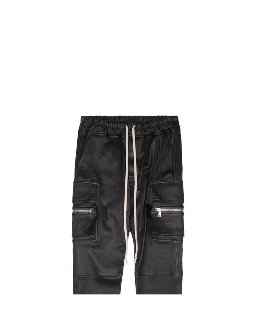 Rick Owens Faux-leather Cargo Trousers In Black