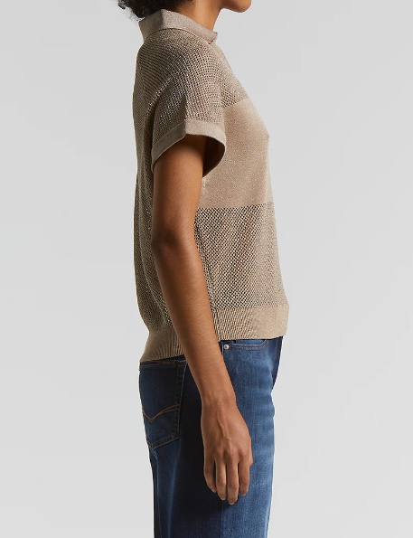 Peserico Women Tricot Polo Shirt In Pure Cotton Crepe Yarn In Brown