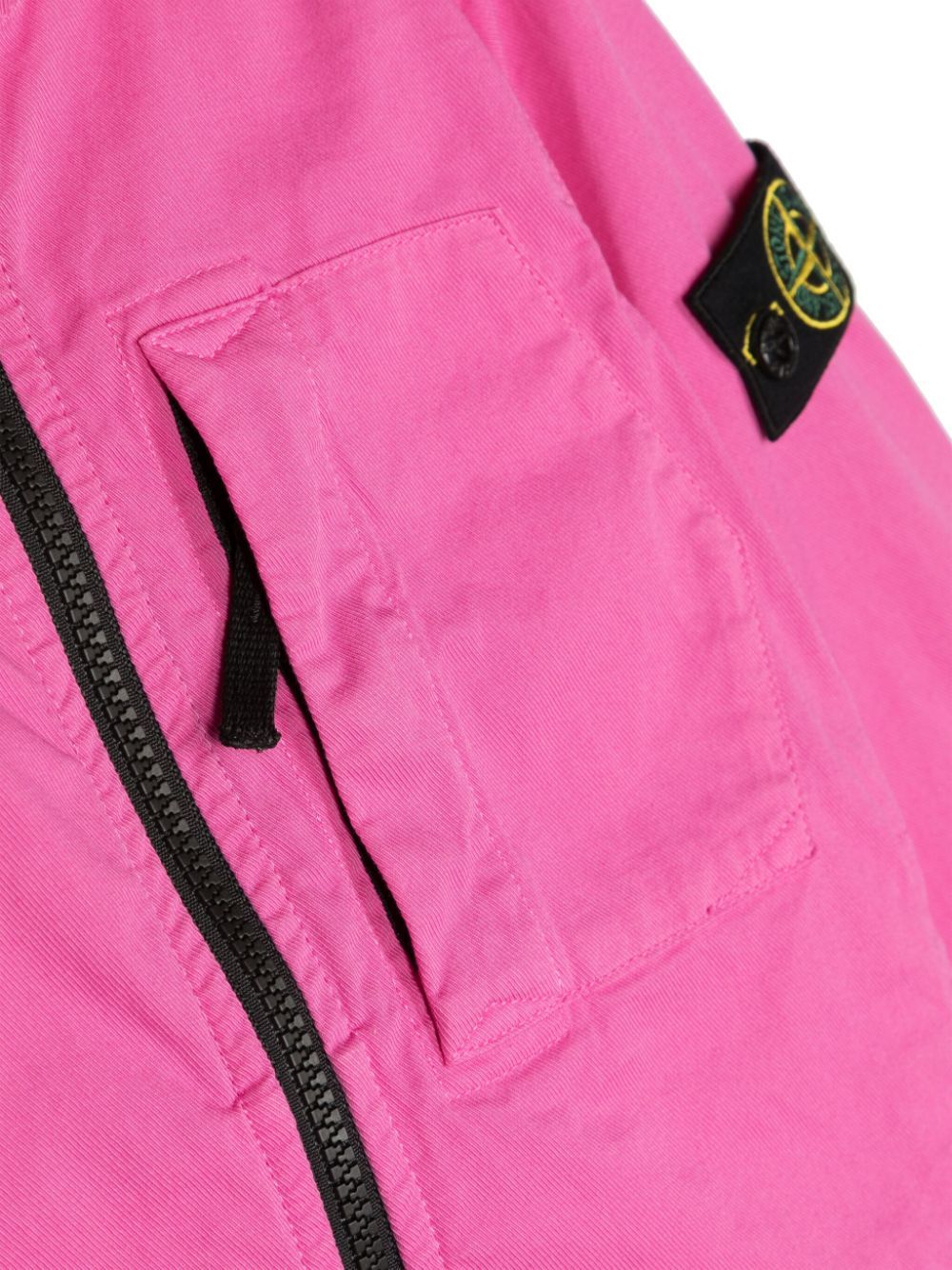 Stone Island Zip-up Hooded Twill Jacket In Pink