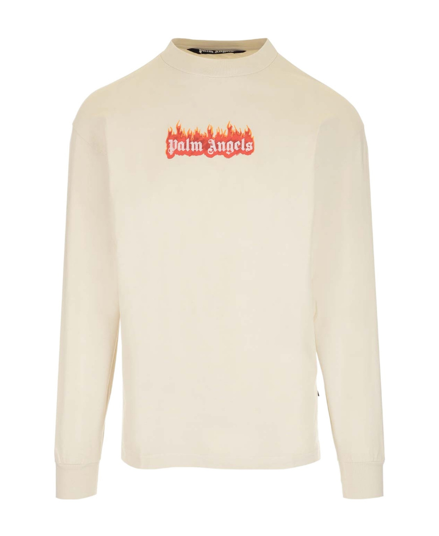 Palm Angels Logo-print Crew Neck Sweatshirt In White