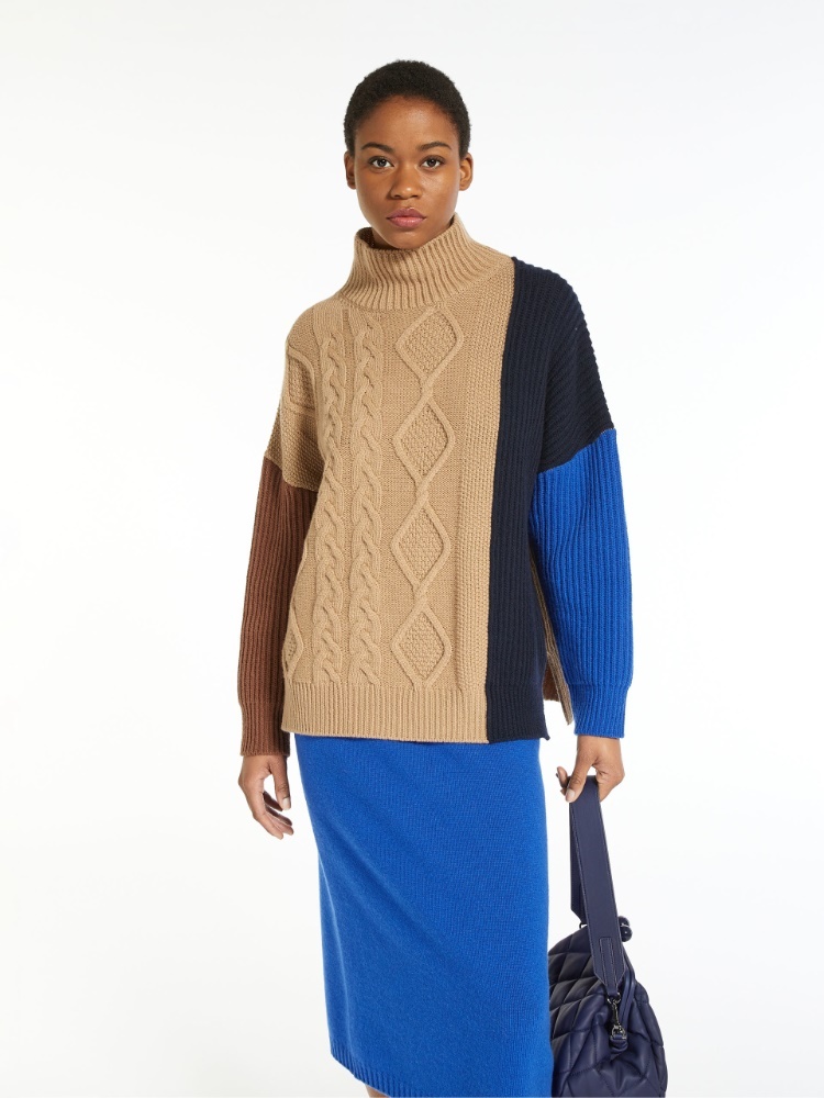 Weekend Max Mara Lambert Shearing Wool Sweater In Brown