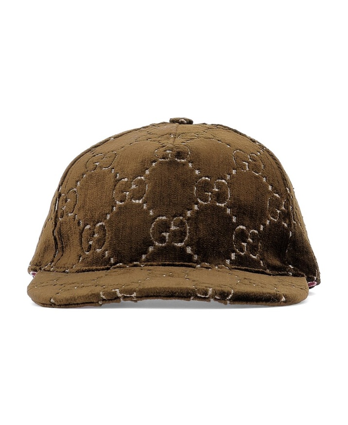 Gucci Gg Velvet Baseball Hat In Brown