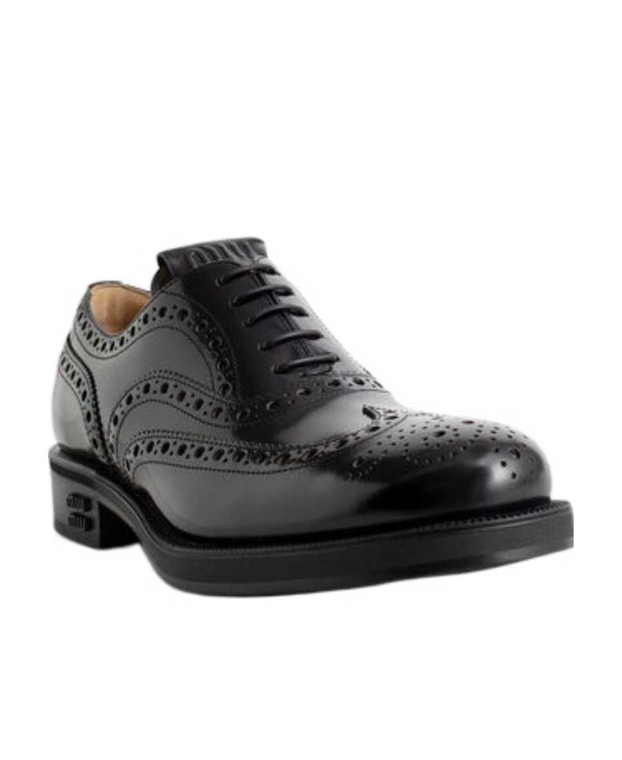 Miu Miu Lace-up Leather Brogues In Black