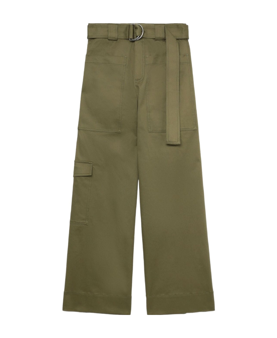 Shop Proenza Schouler Trousers With Waist And Wide Legs In Green