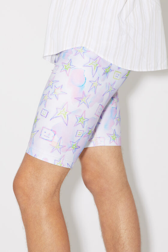 Acne Studios Face-print Tie-dye Shorts In White