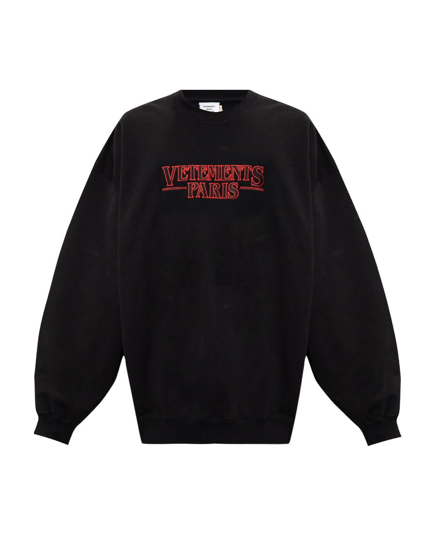 Vetements Round Neck Embroidered Sweater In Black