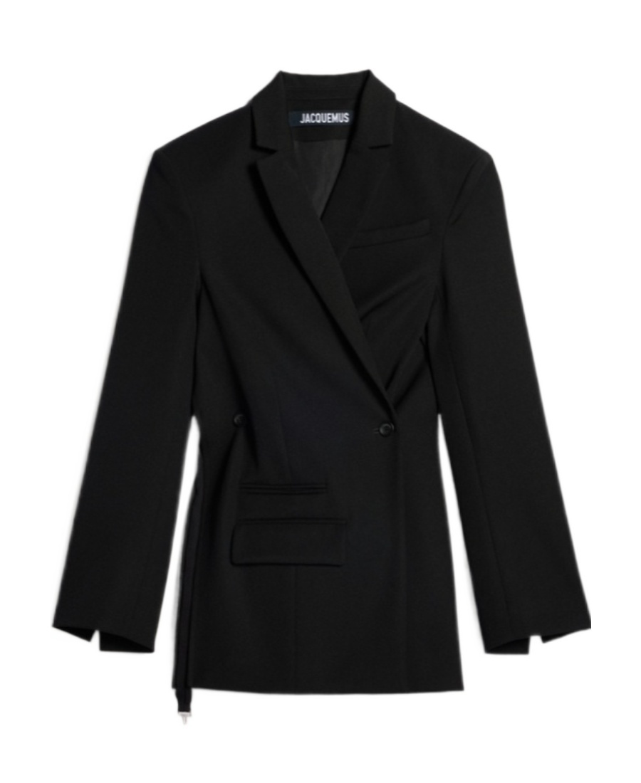 Jacquemus Tailored Double-breasted Blazer With Structured Shoulders In Black