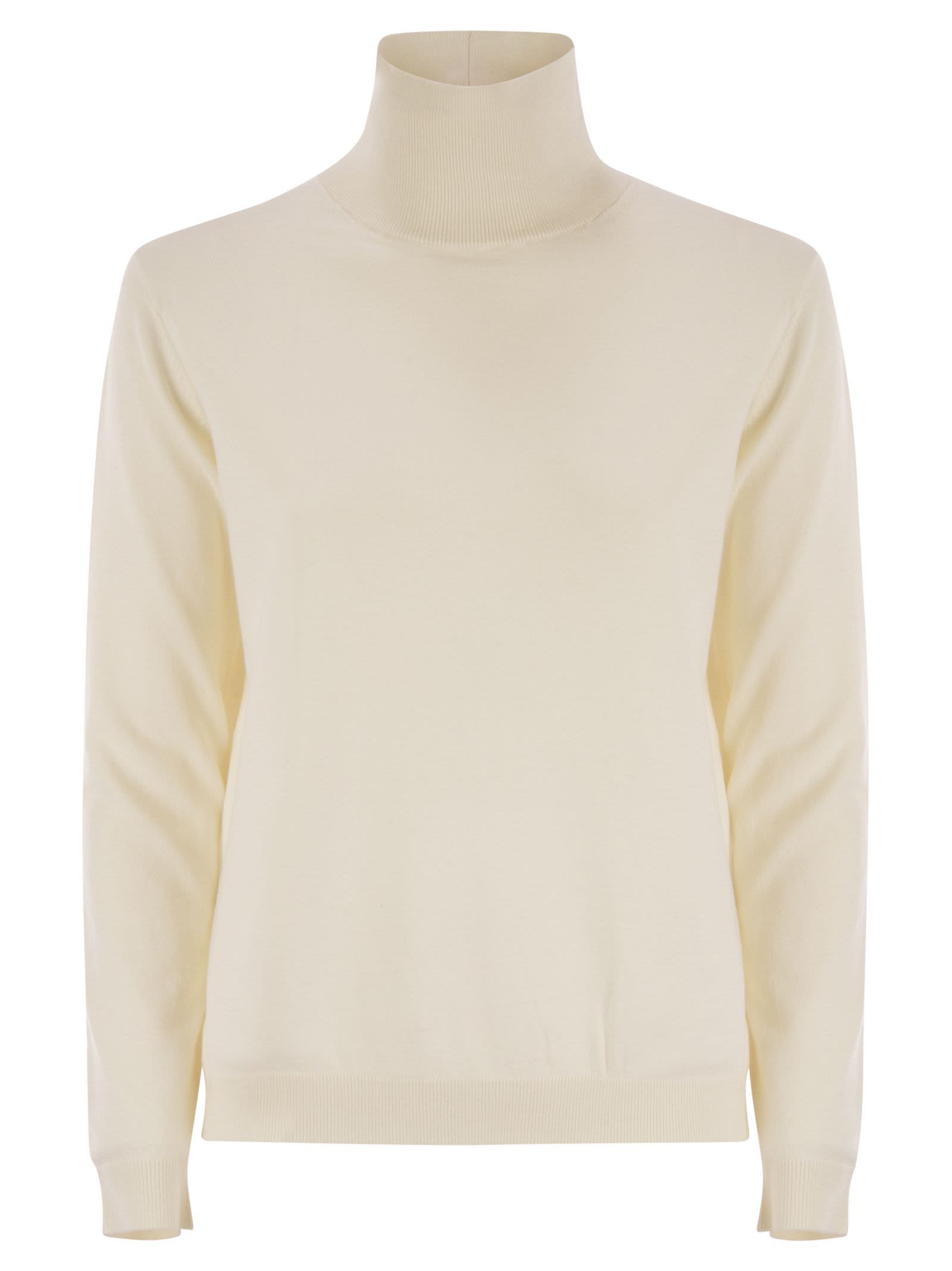 Weekend Max Mara Kiku Turtleneck In Silk And Wool Yarn In Neutral