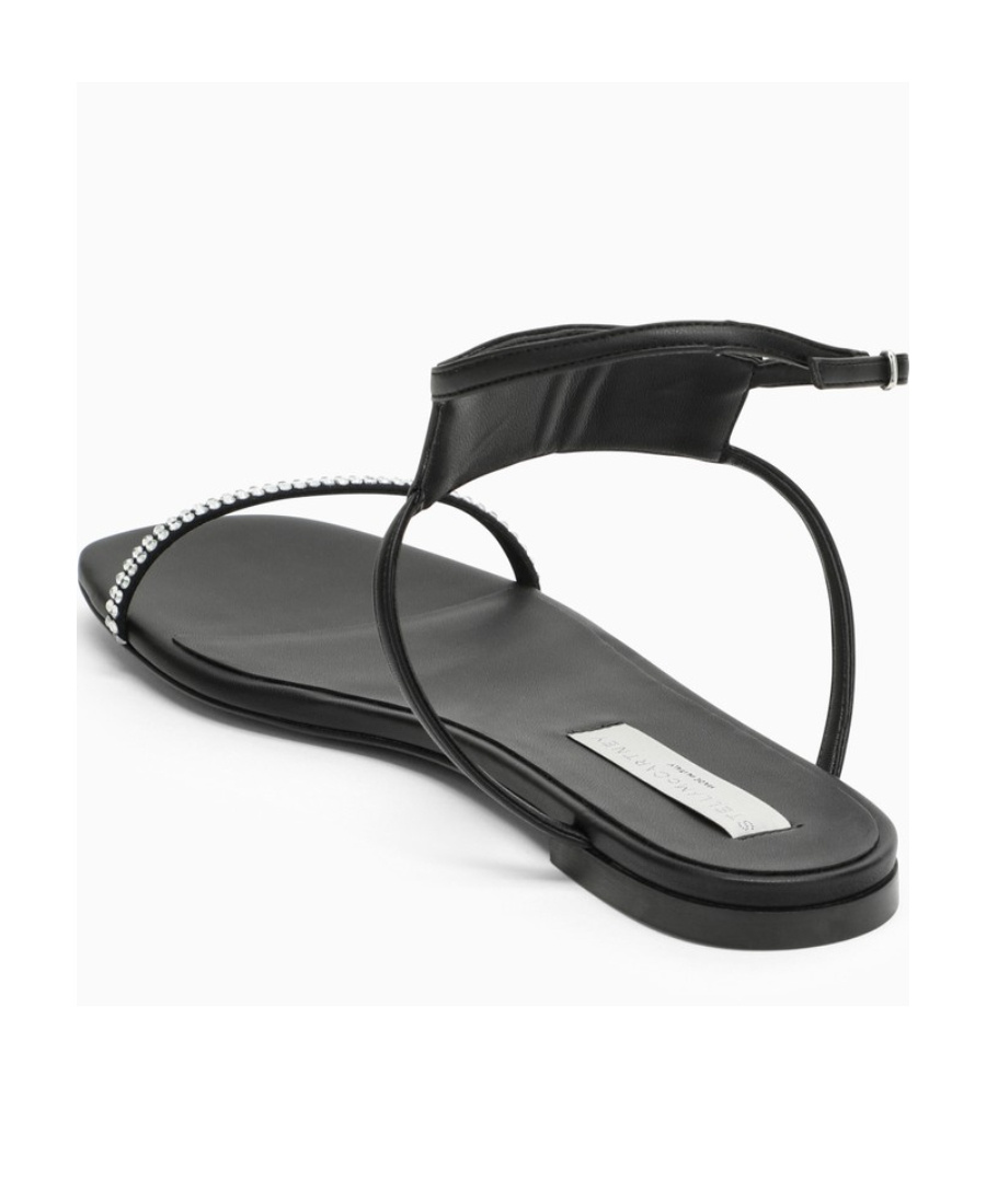Stella Mccartney Logo Flat Sandals In Black