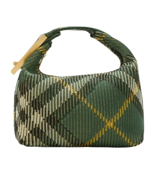 Shop Burberry Medium Peg Check-pattern Shoulder Bag In Green