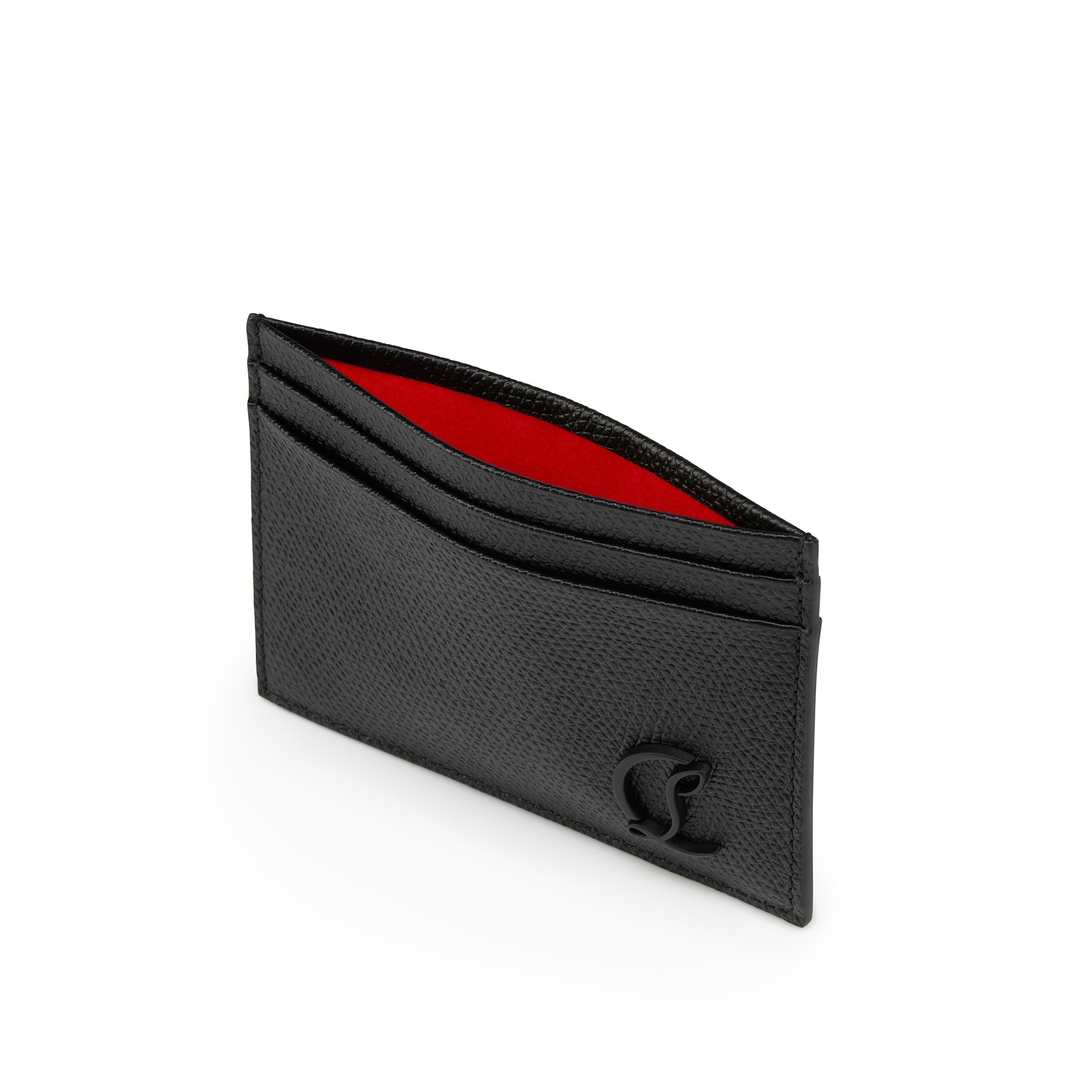 Christian Louboutin Mens Black Mooncrest Leather Card Holder In Black