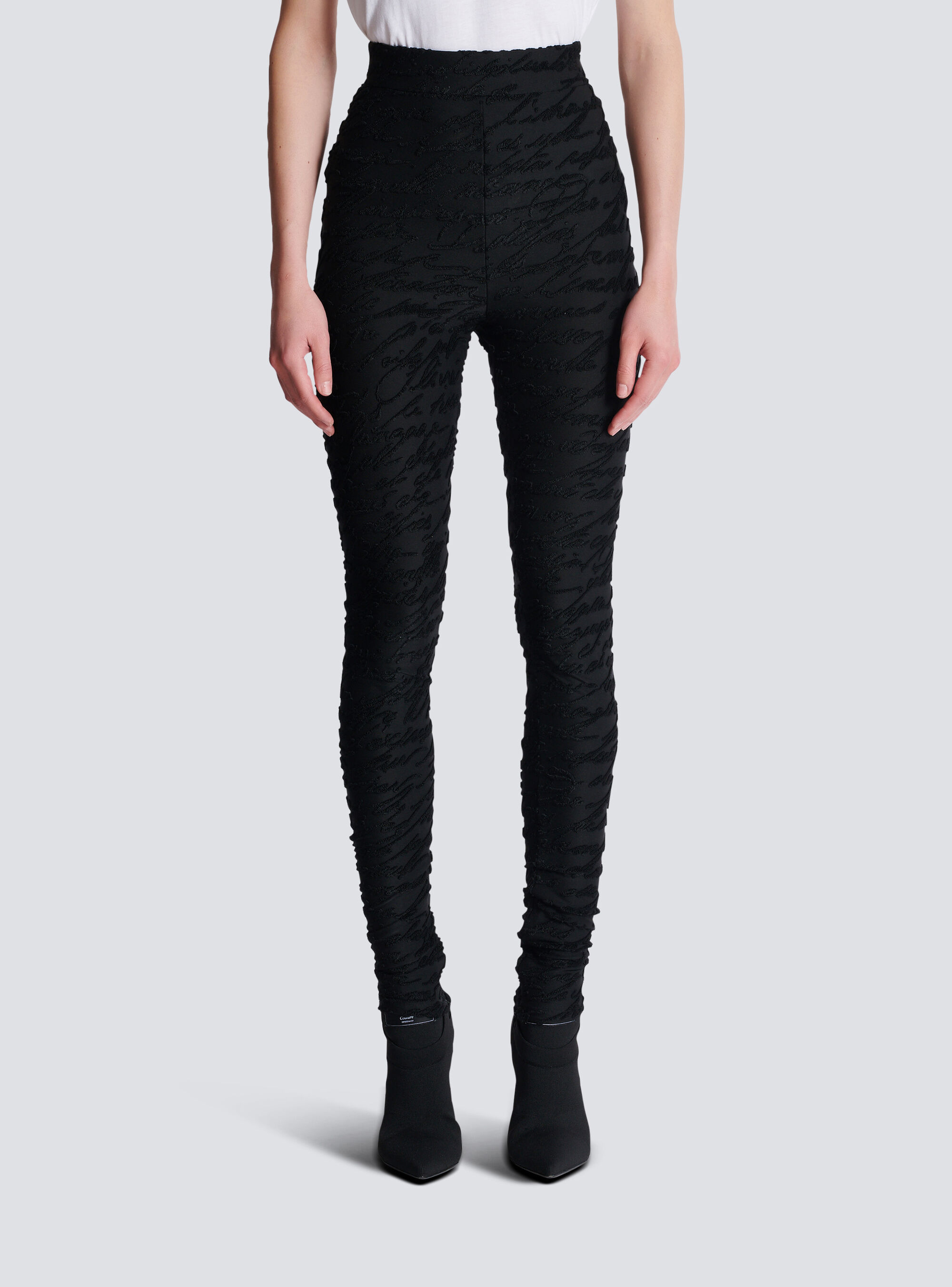 Balmain Baroque Jacquard Leggings In Black