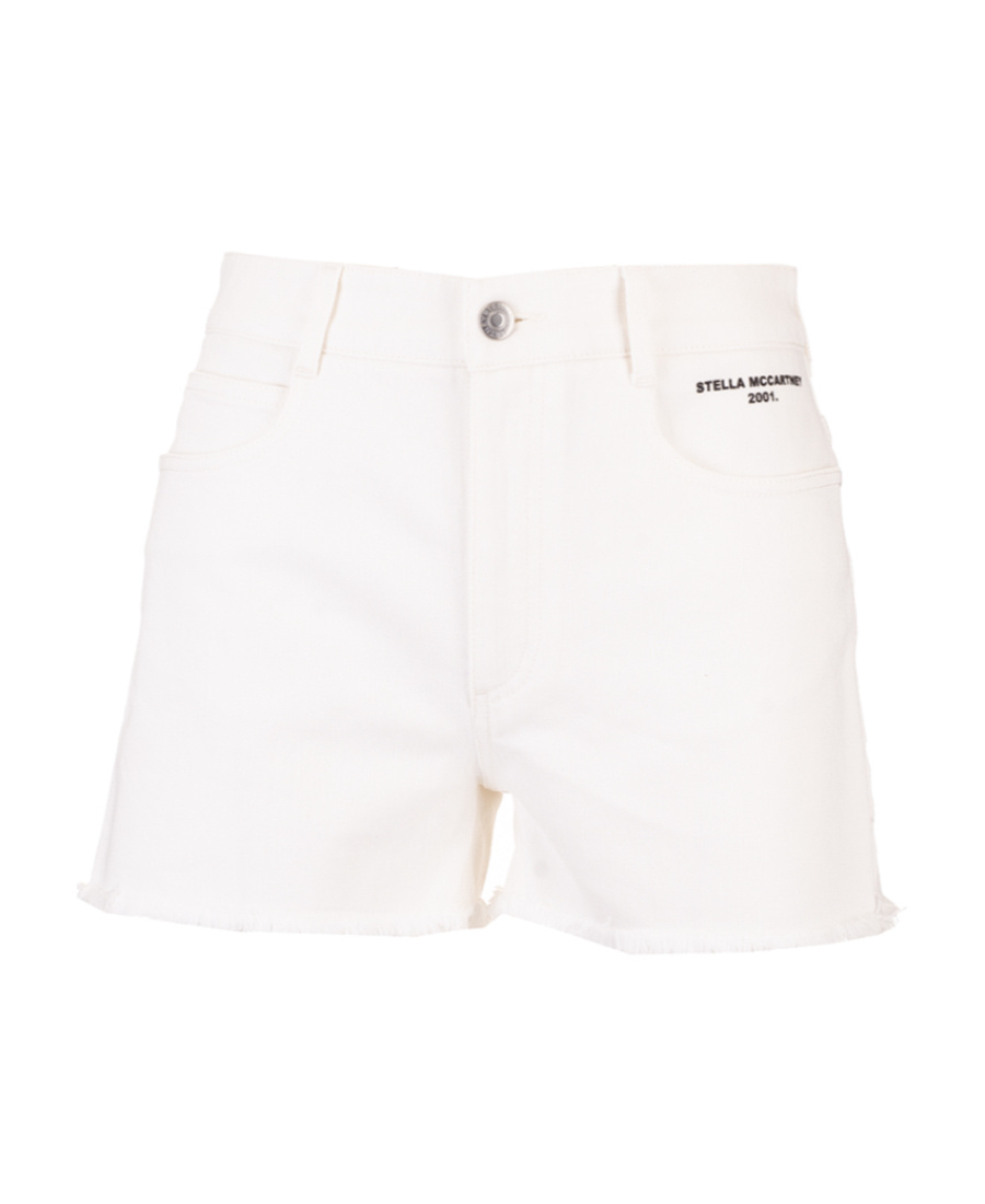 Stella Mccartney Frayed Hem Denim Shorts In White