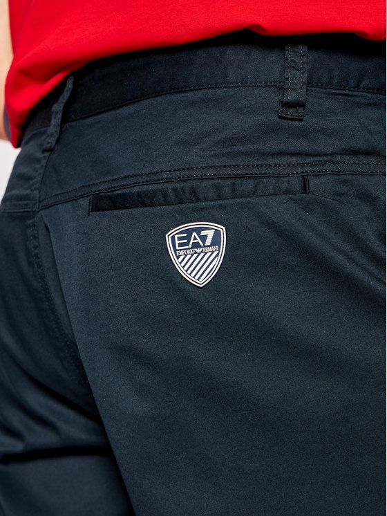 Ea7 Midnight Blue Logo Patch Shorts In Black